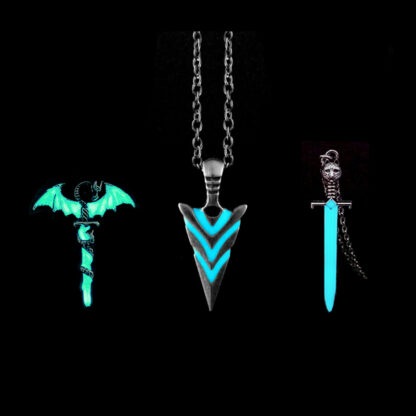 Купить Glowing Luminous Pendant Knight Spear Glow in the Dark Pike Necklace for Women Men Halloween Gift