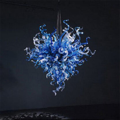 Купить Contemporary Blue Color Lamps Hanging Lights Led Chandelier for Home Hand Blown Glass Chandeliers 24" X 32" Italian Style Energy Saving