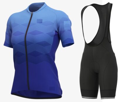 Купить 2021 Magnitude Women Blue Cycling Jersey And Bib Shorts Set