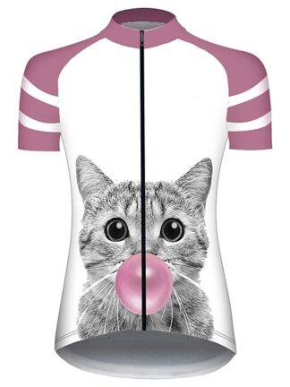 Купить 2021 Short Sleeve Cycling Jersey Summer Spandex Polyester Pink Balloon Deer Giraffe and Cat Bike Top