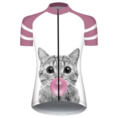 Купить 2021 Short Sleeve Cycling Jersey Summer Spandex Polyester Pink Balloon Deer Giraffe and Cat Bike Top