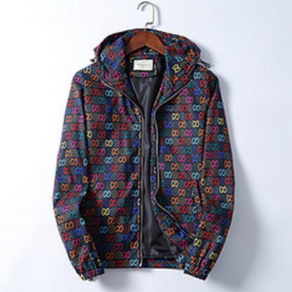 Купить Fashion Designer Hooded Jackets Long Sleeve Zipper Windbreaker Jacket Men Outdoor Streetwear Casual Coats