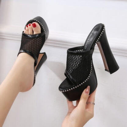 Купить New mesh women's shoes waterproof platform thick heels wear fashionable fairy high-heeled sandals