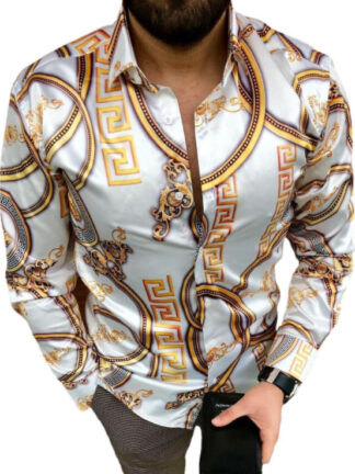 Купить Autumn On Sale Men's Long Sleeve Digital Printed Shirt Blouse Fashion Trendy Casual Homme Bohemian Top