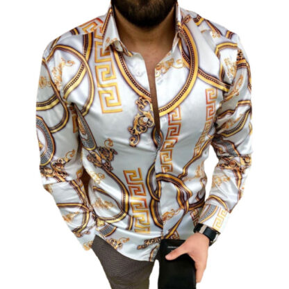 Купить Autumn On Sale Men's Long Sleeve Digital Printed Shirt Blouse Fashion Trendy Casual Homme Bohemian Top