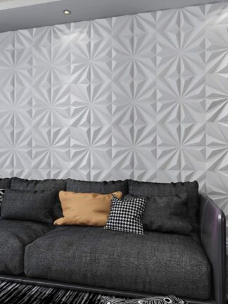 Купить Art3d 50x50cm 3D Plastic Wall Panels Stickers Soundproof Star Textured White for Living Room Bedroom TV Background (Pack of 12 Tiles 32 Sq Ft)