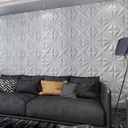 Купить Art3d 50x50cm 3D Plastic Wall Panels Stickers Soundproof Star Textured White for Living Room Bedroom TV Background (Pack of 12 Tiles 32 Sq Ft)