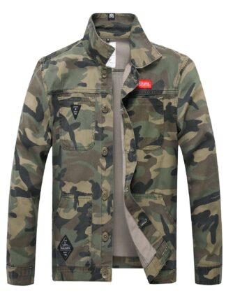 Купить Jeans Jakcet Men army camouflage denim Jackets Male Spring Autumn Clothing Streetwear Casual Slim Fit jean Coat