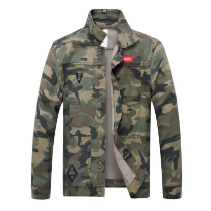 Купить Jeans Jakcet Men army camouflage denim Jackets Male Spring Autumn Clothing Streetwear Casual Slim Fit jean Coat