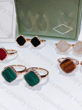 Купить Designer Ring Clover Stones Rings Lovers Wedding for Man Woman 2 Style 15 Color Top Quality