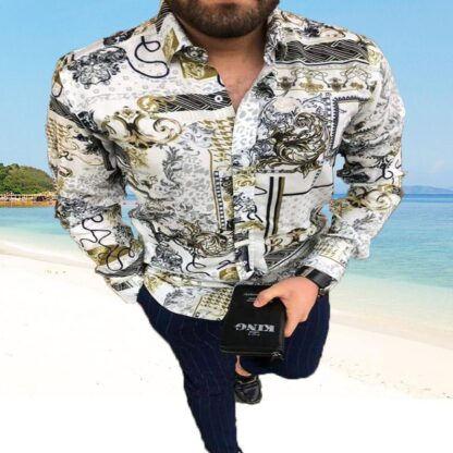 Купить Bohemian Plus Size 3XL Men Casual vintage Shirts Long Sleeve Autumn Hawaiian Shirt Boho Oversize Man Clothes Cardigan Blouse