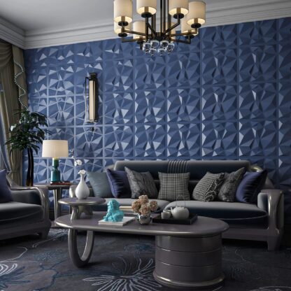 Купить Art3d 50x50cm 3D Plastic Wall Panels Soundproof Navy Blue Diamond Design for Living Room Bedroom TV Background (Pack of 12 Tiles 32 Sq Ft)