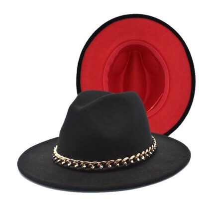 Купить Wide Brim Hats 2021 Winter Autumn Imitation Woolen Women Men Ladies Fedoras Jazz Caps European American Round Bowler