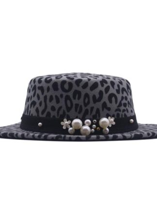 Купить New Fashion Wide Brim Hats Autumn Winter Women Flat Solid Color Imitation Wool Female With Round Top Elegant Pearl