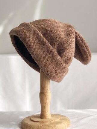 Купить Beanie/Skull Caps Lovely Draping Ears Fur Hat Women Autumn And Winter Knitted Wool Hats Warm Korean Version Of Japanese Cap