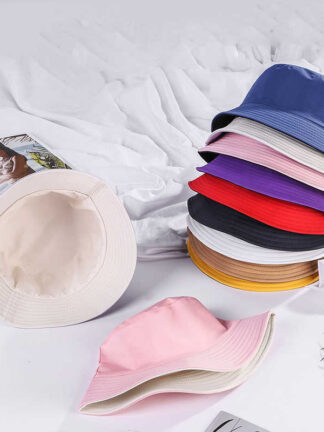 Купить Sparsil Unisex Double Side Bucket Hat Women Solid Foldable Sunscreen Panama Hip Hop Summer Beach Cap Fish Street Headwear Men Q0811