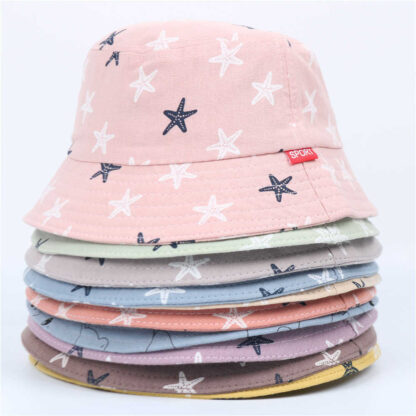 Купить Children's Bucket Hats Animal Flower Fruit Printing Cotton Soft Summer Cap for Girls Boys Kid Casual Multicolor Panama Hat Gorro Q0811