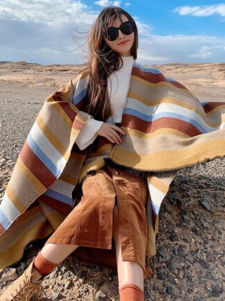 Купить Scarves Travel Scarf European/American Folk Style Cape Air Conditioning Shawl Woman Autumn/Winter Fashion Cashmere-like Pograph