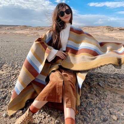 Купить Scarves Travel Scarf European/American Folk Style Cape Air Conditioning Shawl Woman Autumn/Winter Fashion Cashmere-like Pograph