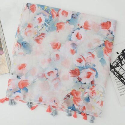 Купить Scarves 2021 Fashion Spring/Summer Women Floral Printing Beach Chiffon Scarf Shawls Female Long Wraps Sunscreen Hijab