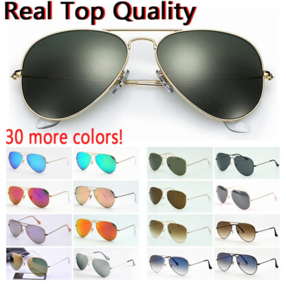 Купить designer sunglasses top quality aviation pilot sun glasses for men women with black or brown leather case