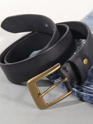 Купить Vintage Luxury Handmade Leather Man's Belt Cowhide Retro All-match Casual Jeans Soft Belt