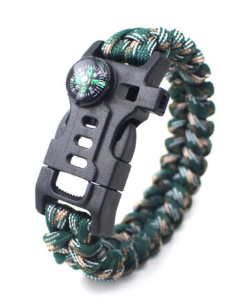 Купить Handmade Multifunction Outdoor Camping Survival Whistle Compass Cuff Bracelet Colorful 550 Paracord Bracelets for Men