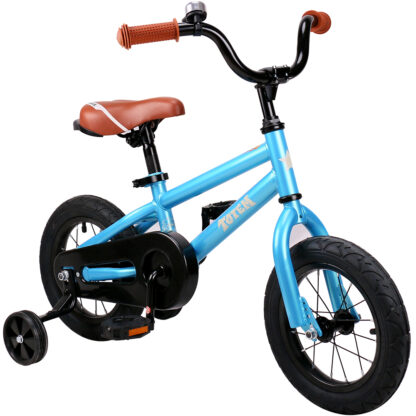 Купить 12 Inch Kids Bike Totem DIY Blue Steel Kids Bike DIY Sticker Kids Bicycle with Detachable Training Wheels and Bell