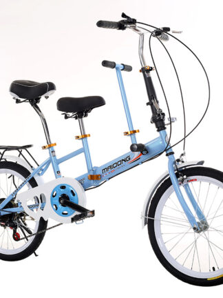 Купить 20 Inch Foldable Bike 7 Speeds Parent Child Bicycle With Baby Seat Carbon Steel Frame Aluminum Alloy Rims V- Brake Axle Brake