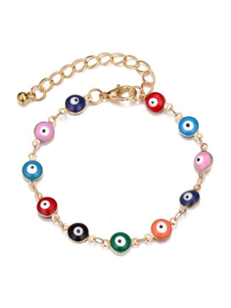 Купить High Quality Colorful Heart Shape Evil Eye Charm Bracelet Gold Plated for Women Gift Factory Sale