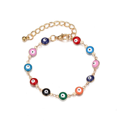 Купить High Quality Colorful Heart Shape Evil Eye Charm Bracelet Gold Plated for Women Gift Factory Sale