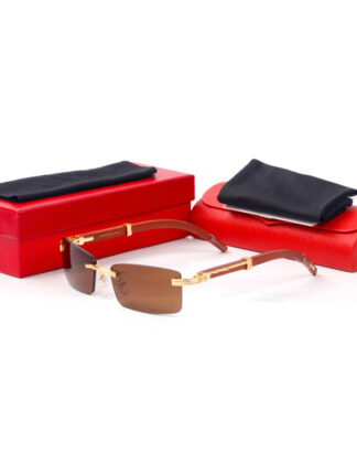 Купить Luxury Designer Sunglasses Mens Brand Optical Frameless Women Gold Metal Panther Sunglass Carti Buffalo Horn Glasses Wooden Anti-blue Light Eyeglasses Lunettes