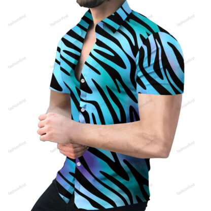 Купить men shirts fashion designer Hawaiian Print Beach Shirt Tropical Summer Short Sleeve Stand-up Collar Single Breasted Clothing Casual Button Down Vintage Chain Tees