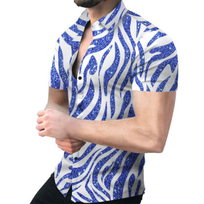 Купить Casual short sleeve lapel printed Shirts mens single button slim printing Oversized men plus size high quality Tops Vintage Tunic clothing blouse