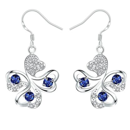 Купить fashion silver jewelry selling lucky clover earrings in europe and america spe016a blue