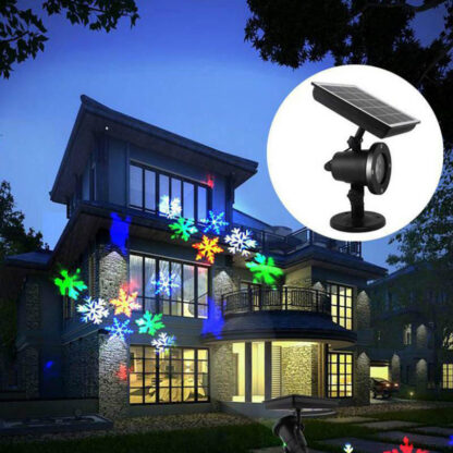 Купить Moving Snowflake Light Projector Solar Powered LED Laser Projector Light Waterproof Christmas Effects Lights Outdoor Garden Landscape Lamp