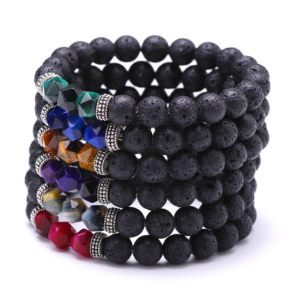 Купить Women Handmade Natural Stone Lava Bead Link Bracelet Colorful Energy Crystal Bracelets