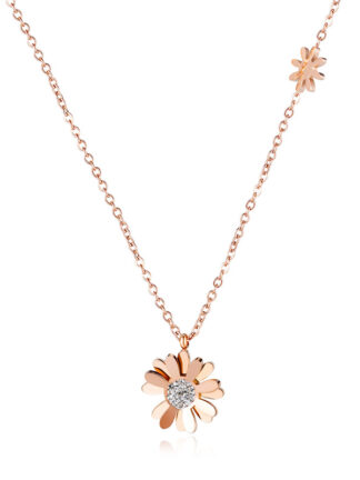 Купить Luxury Design Handmade Gold Plated Stainless Steel Flower Pendant Necklace for Women