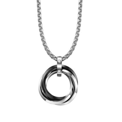 Купить Men Street Hip-hop Style Titanium Steel Necklace Black Gold Silver Plated Circle Charm Necklaces