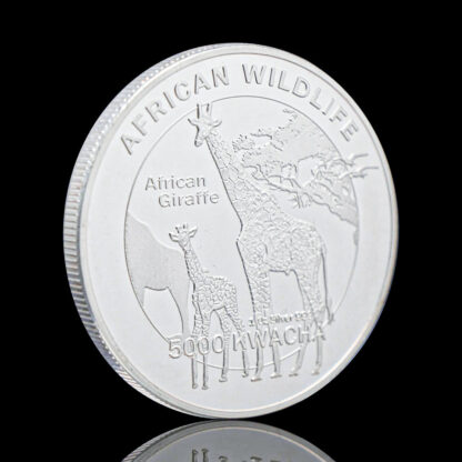 Купить 50pcs Non Magnetic Silver Plated African Wildlife Giraffe Zambia Kwacha Animal Souvenirs Coin Medal Collectible Challenge Coins Gift Challenger