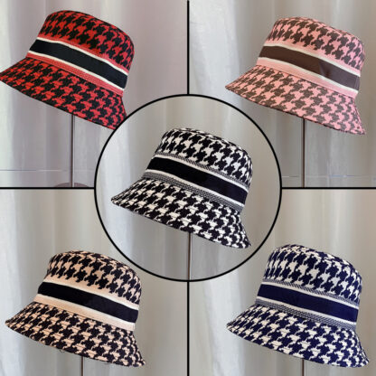 Купить Fashion Bucket Hat Spring Hats Full Plaid Letter Print Cap Design for Man Woman 5 Colors Top Quality