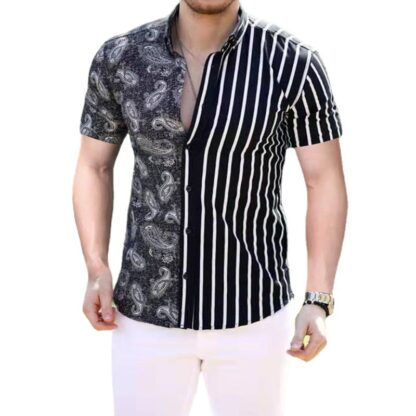 Купить Paisley Stripe Hawaiian Summer Shirts Mens Fashion Casual Beach Blusa Button Up Shirt Plus Size Blouses