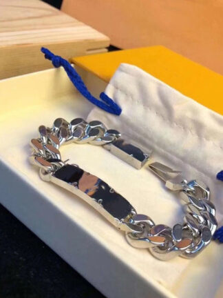 Купить 2022 New Hip Hop Punk Silver Titanium Steel LOGO Steel Buckle Cuban Bracelet For Men Women Girls Female Jewelry Gift