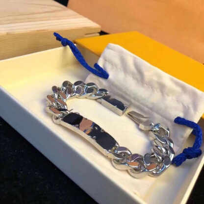 Купить 2022 New Hip Hop Punk Silver Titanium Steel LOGO Steel Buckle Cuban Bracelet For Men Women Girls Female Jewelry Gift