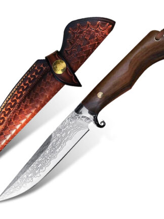 Купить Damascus Steel Hunting Knife Camping Knives Fixed Blade Outdoor Survival Military Tactical Combat Knife Desert Iron Wood Handle Adventure Jungle Knifes Tool