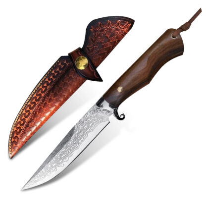 Купить Damascus Steel Hunting Knife Camping Knives Fixed Blade Outdoor Survival Military Tactical Combat Knife Desert Iron Wood Handle Adventure Jungle Knifes Tool