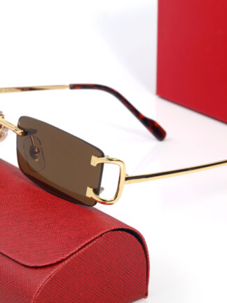 Купить Fashion Designer Sunglasses for Women Mens Luxury Temples Gold Metal Frameless Sunglass Eyeglass Protection Frame Simple High Quality Square Framed Eyelgasses