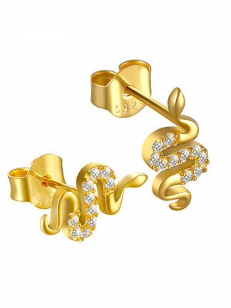 Купить Februaryfrost Brand Designer 2020 Hot & Fashion 100% 925 Sterling Silver Animal CZ Small Snake Stud Earrings for Women Fashon Designer