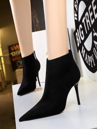 Купить 2021 New arrival ankle boots genuine leather boots stiletto heels pointed toe black color women boots ladies shoes