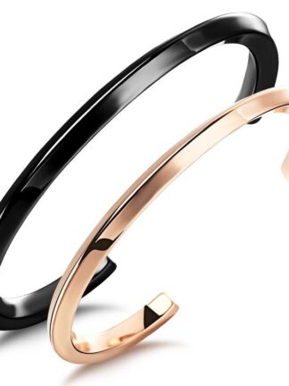 Купить New Classic Design Men Women Lovers Gift Bangle Black and Rose Gold Plated Stainless Steel Bracelet